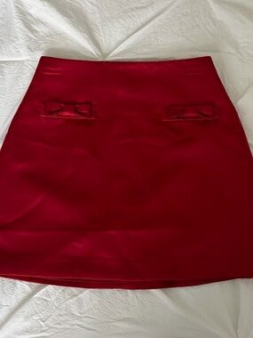 H&M Red Mini Skirt with Decorative Bows